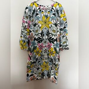 Boden Long Sleeve Floral Linen Dress Women’s size 14 NWT